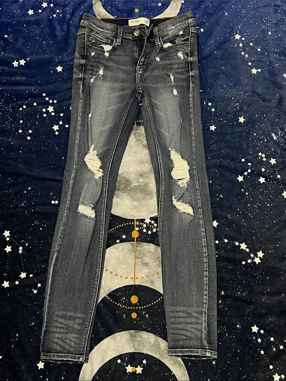 Mudd Jeans Women’s Black Washed Distressed Skinny Jeans